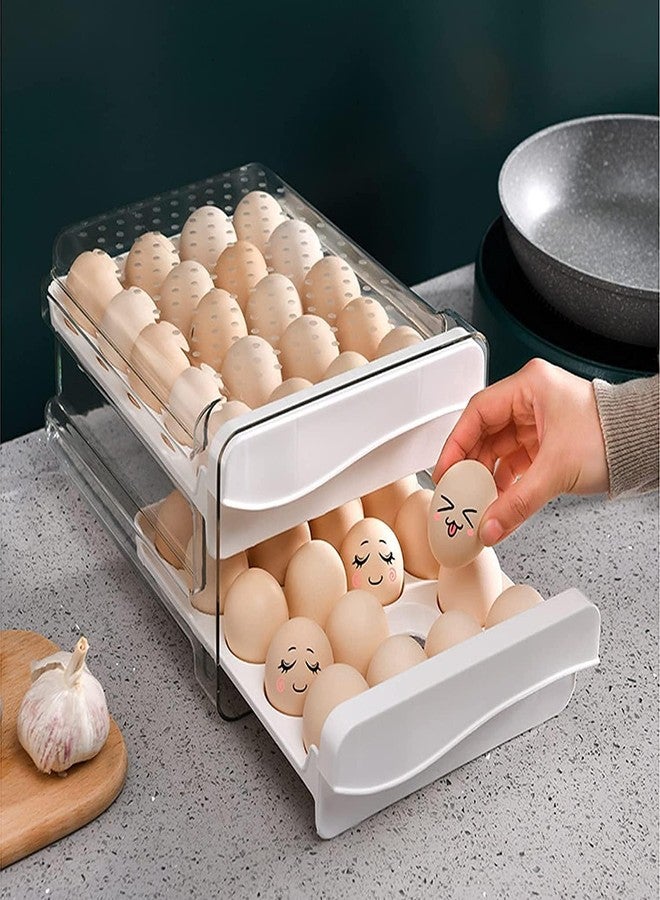 ARKETICK Egg Holder for Fridge Rolling Egg Dispenser Large Capacity Egg Organizer for Refrigerator Eggs Storage Container (2 Layer Egg Storage) - Image 3